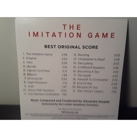 The Imitation Game Best Original Score FYC For Your Consideration Promo CD - Picture 2 of 3